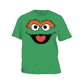 Sesame Street Oscar the Grouch Face Green Tee T-Shirt