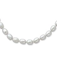 14k White 20in Gold 6-6.5mm Grey Potato Freshwater Cultured Pearl Necklace.