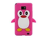 Penguin Soft Gel Silicone Rubber Skin Case Cover for Samsung Galaxy S2 SII I9100 AT&T Peach