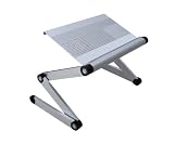 FURINNO Adjustable Vented Laptop Table/Portable Bed Tray Book Stand Dual Layer Tablet, 17-Inch, Silver