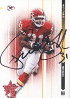 Priest Holmes, Kansas City Chiefs, 2003 Leaf Rookies and Stars Autographed Card