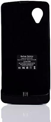 Todoro Google Nexus 5 Battery Case,protective Extended Rechargeable Power Case 3800mah Battery Backup Power Bank Case with Kickstand Leather Flip Cover Optional for Choose+micro USB Input (Black Without Leather Flip Cover)