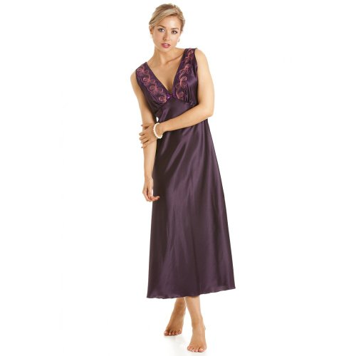 Camille - Chemise de nuit en satin - détails dentelle - femme - violet - taille 38 à 52 42/44 Camille - Chemise de nuit en satin - détails dentelle - femme - violet - taille 38 à 52 42/44
