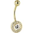 Solid 14kt Yellow Gold Cubic Zirconia Round Belly Ring