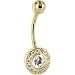 Solid 14kt Yellow Gold Cubic Zirconia Round Belly Ring