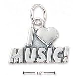 Buy Sterling Silver I Heart Music Charm by JewelryWeb