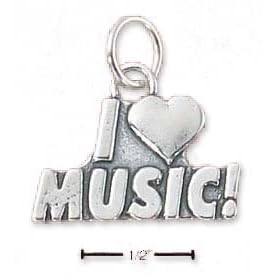 Buy Sterling Silver I Heart Music Charm made by JewelryWeb now!