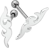 925 Sterling Silver TRIBAL WAVE Helix Ear Stud Barbell - Cartilage Piercing