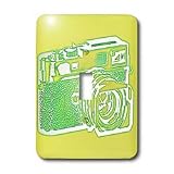 Kike Calvo photo Illustrations Rangefinder Camera - Picture of a Brazilian Green Rangefinder Camera on yellow background - Light Switch Covers - single toggle switch