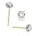 14k Yellow Gold Nose Straight with Clear CZ / Prong Setting, 1mm - Sold Individually
