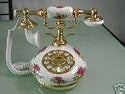 Porcelain French Antique White w Red Rose Replica Phone