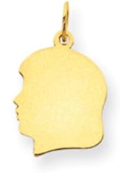 10k Gold Plain Medium .018 Gauge Facing Left Engraveable Girl Head Charm
