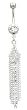 Stainless Steel Belly Ring with Clear Crystals - Dangling Chains