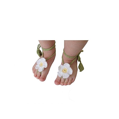 Lisli® Newborn Baby Girl Toddlers Kid Flower Barefoot Sandals Shoes (Green)