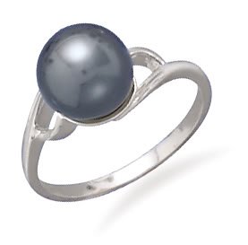 14K White Gold Ring Featuring a 9-9.5mm Cultured Tahitian Pearl / Size 6