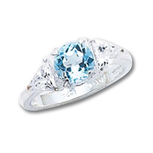 Sterling Silver Ring w Blue Topaz by A Great Jewelry Co.