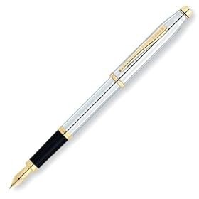 Cross Century II Medalist Fountain Pen with Polished Chrome and 23 Karat Gold Plated Appointments and 23 Karat Gold Plated Nib - Medium