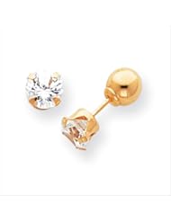 MadiK® Kids 14k Yellow Gold Prong Polished Reversible CZ & 6mm Ball Earrings