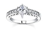 0.9 CT PEAR DIAMOND 18K WHITE GOLD RING NEW