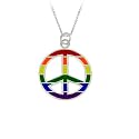 Sterling Silver Multi-Colored Enamel Peace Sign Pendant