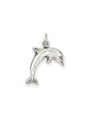 2-D Jumping Dolphin Charm In 14 Karat White Gold