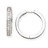 14k White Gold & Diamond Channel-Set Hoop Earrings (1.50ctw)
