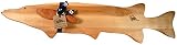 Michigan Mapleworks Northern Pike Shaped Maple Cheese Cutting Board with Small Cherry Wood Spreader Gift Set