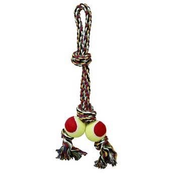 Image of Dog Supplies Double Tennis Ball Tug 18&Quot;