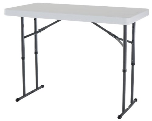 Lifetime 4-Foot Adjustable Height Folding Table Color: White