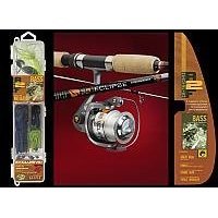 Bass Spinning Combo Beginner/Kids Rod and Reel PLUS Fishing Kit