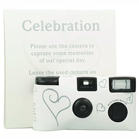 10 WHITE AND SILVER WEDDING PARTY DISPOSABLE CAMERAS