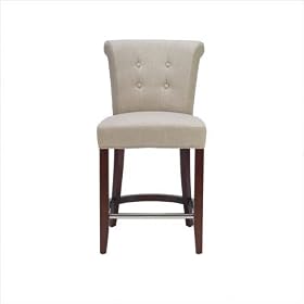 Safavieh Aldo Mahogany Linen Counter Stool - HUD8217A by Safavieh