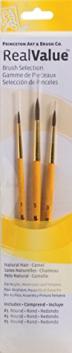 Princeton Art & Brush Real Value Natural Camel Brush Set, Round Size 1, 3 and 5