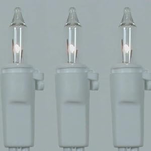 100 Mini Christmas Light Set on White Wire Clear Bulbs by 