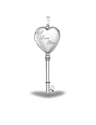 Sterling Silver "I Love You" Heart KEY Locket 1/2 inch x Over 1-1/4 inch - Sterling Silver