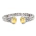 925 Sterling Silver Cuff Bracelet with 14k Yellow Gold Hammered Vermeil Ends- 7.5"
