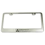 Mitsubishi Black Logo Chrome License Plate Frame (Made of Metal) 