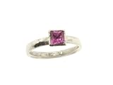 Square Pink Sapphire Stacking Ring in Platinum by Gurhan
