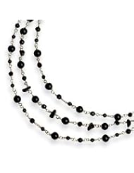 Sterling Silver Onyx/Smoky Quartz Necklace QH1957-16"