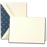 Navy Bordered Ecruwhite Note with Fleur-di-Lis Liner