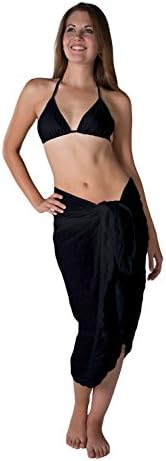 No Iron Cotton Swimsuit Sarong Cover up in Black
