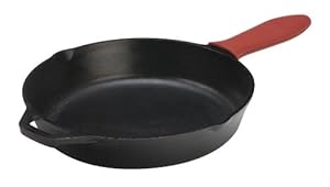 Lodge L10SK3ASHH41B Pre-Seasoned Cast-Iron Skillet with Red Silicone Hot Handle Holder, 12-inch