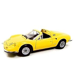 FERRARI DINO 246GTS 246 YELLOW 1:18 HOTWHEELS DIECAST MODEL