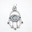 Hamsa Hand Pendant with Labradorite Stone in Sterling Silver, #8377