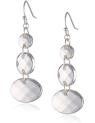 Kenneth Cole New York "Shiny Ear Update" Silver Faceted Bead Triple Drop Earrings