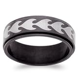 Mens Blackened Stainless Steel Tribal Spinner Engraved Band Size 11