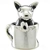 Low price Sterling Silver Teacup Chihuahua Dog Bead fits European Charm Bracelet