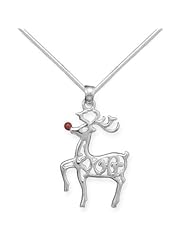 Rudolph the Red Nose Reindeer Christmas Pendant Sterling Silver, with Snake Chain