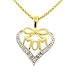 Sterling Silver 925 Genuine Diamond Bow 18k Goldplated Silver 'Mom' Heart Pendant Necklace with Chain