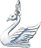 Sterling Silver Antiqued Swan Charm Pendant Bird New